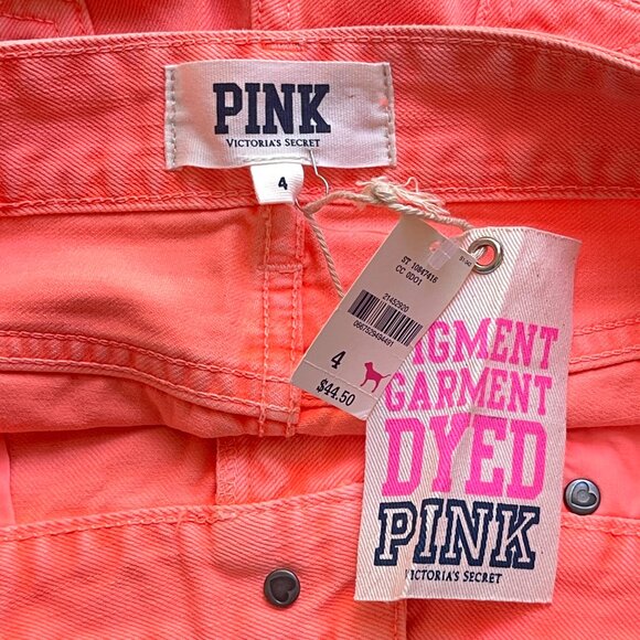 New Victoria's Secret Pink Shorts 4 Neon Coral Orange Denim Style NWT - Picture 7 of 10